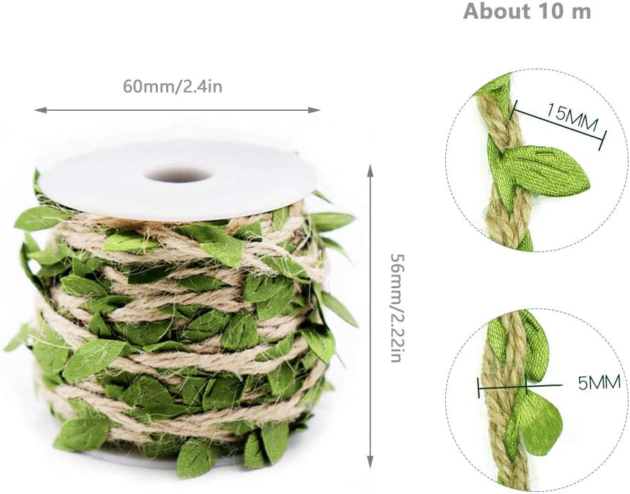 GZGXKJ YHYX 2 Rolls Artificial Vine Leaves Decoration for Wedding/Party/Home/Garden/Garland Crafts DIY, Green Leaf Twine - Image 3