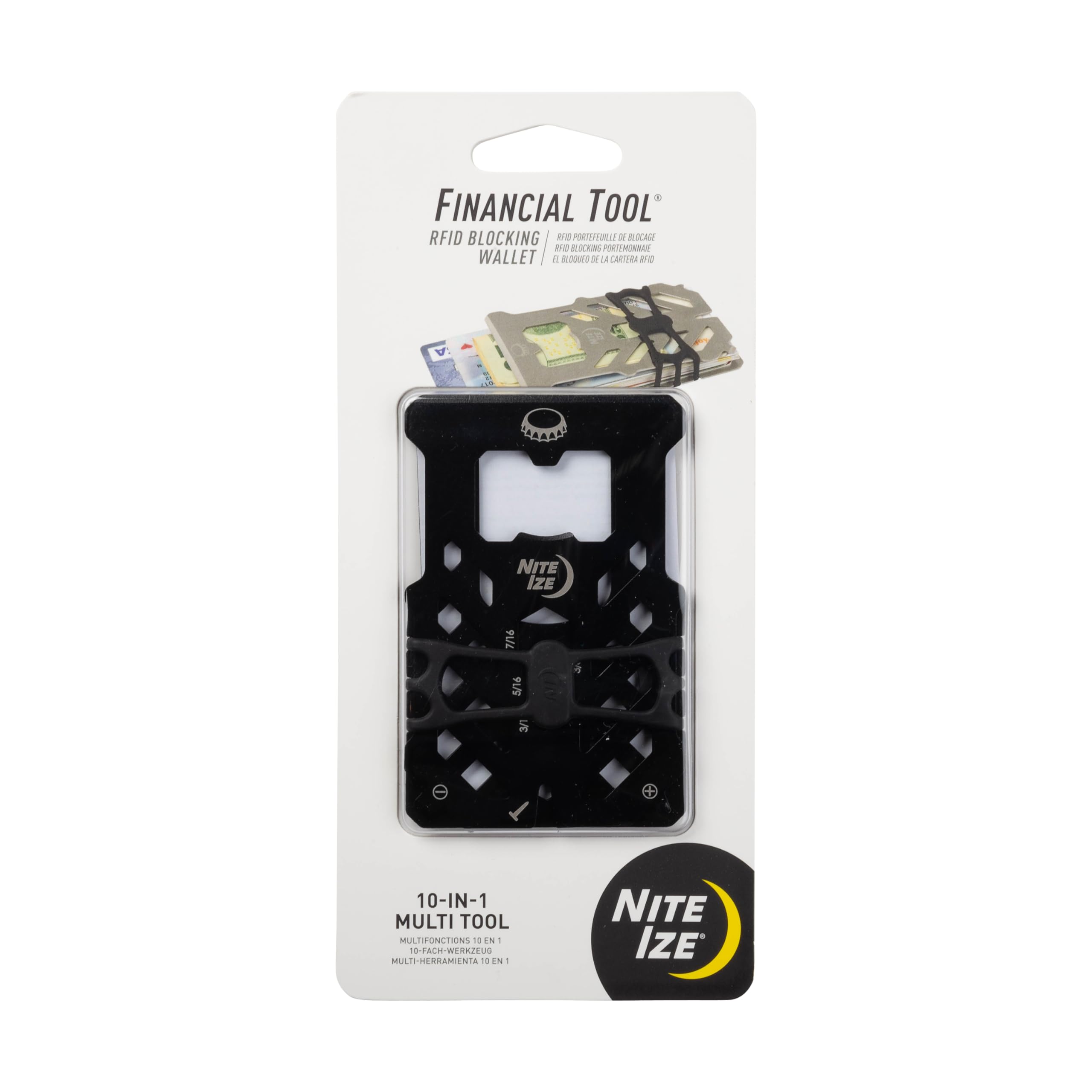 Nite-ize FMTR-01-R7 Financial Kit RFID Blocking Wallet Multi-Tool Stainless Steel, Black