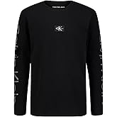 Calvin Klein Boys Long Sleeve Crew Neck T-Shirt, Soft, Comfortable, Relaxed Fit