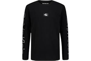 Calvin Klein Boys Long Sleeve Crew Neck T-Shirt, Soft, Comfortable, Relaxed Fit
