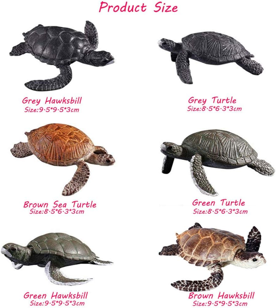 FLORMOON Turtle Figurines, 6pcs Plastic Realistic Sea Turtle Hawksbill Animal Figurines - Image 3