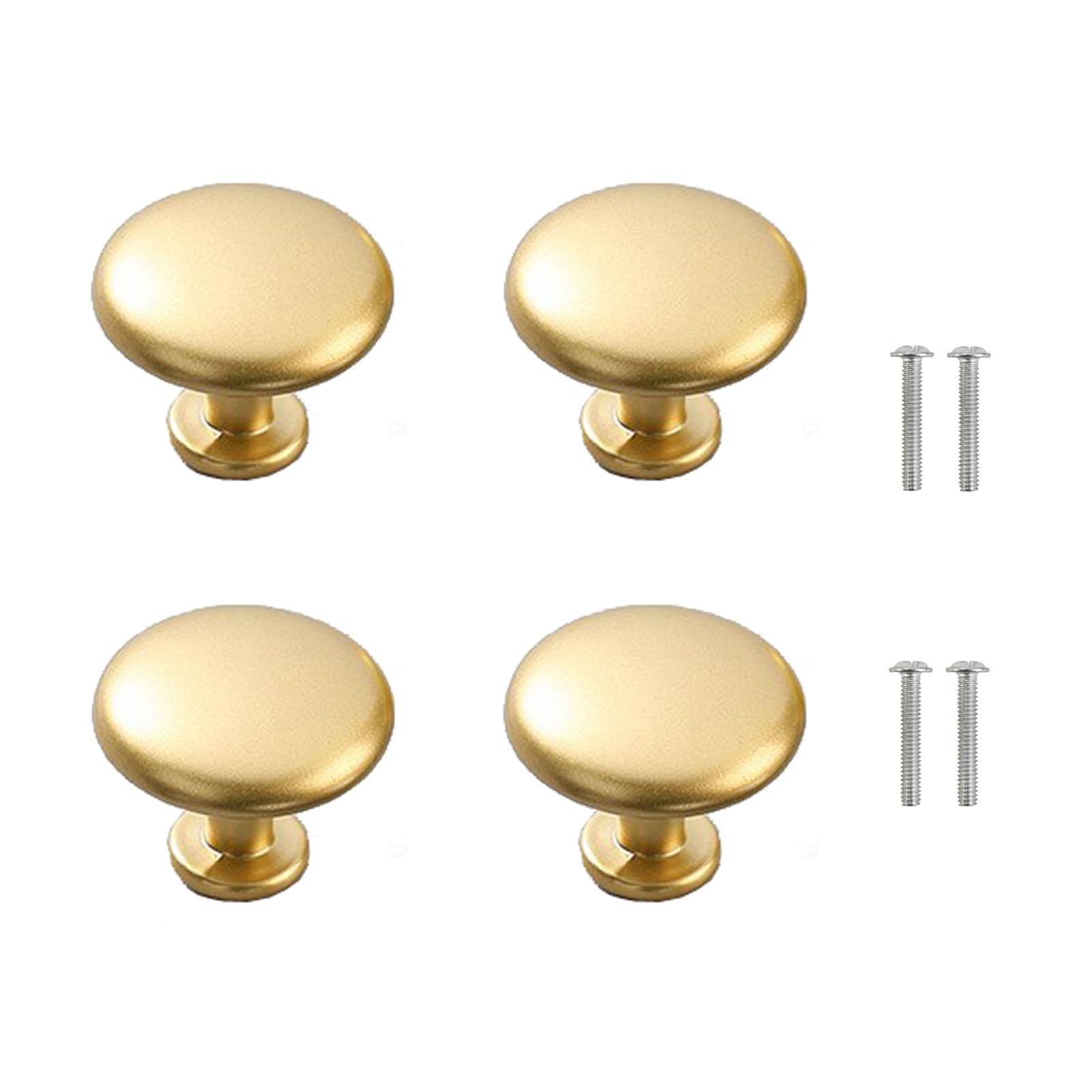 Meiyea 4 Pack Alluvial Gold Mushroom Cabinet Knobs - Round Kitchen & Bathroom Drawer Pulls, Antique Gold Hardware with Screws for Furniture, Dresser, Wardrobe