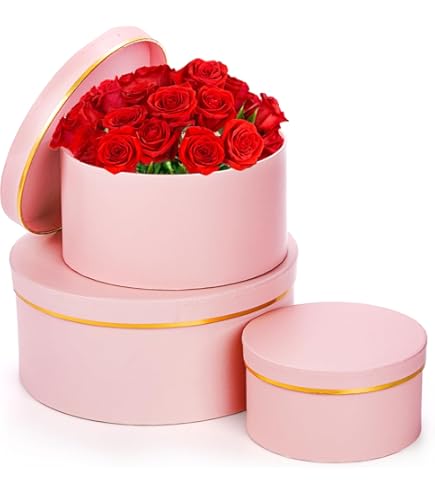 Boîtes à Fleurs Rondes Pour Femme - Sac En Papier Avec Couvercle Pour Bouquet De Fleurs - Boîte