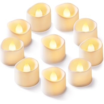 Homemory warm-white flameless tea lights with white bases