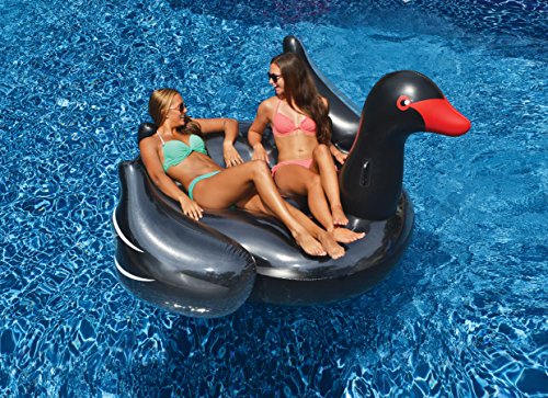 Swimline 90628 Giant Black Swan Ride-On Pool Float