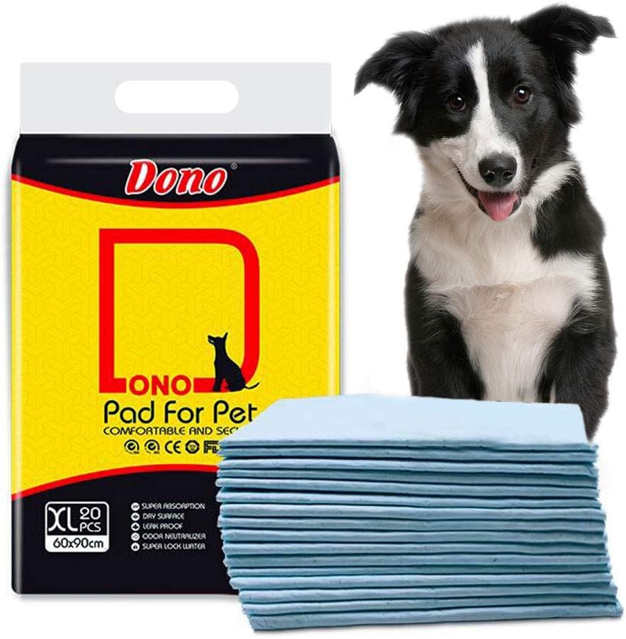 Pet Training Pee Incontinence Pad for Dogs & Cats - DONO New Puppy House Training Pads Mats for Younger Pets, Adult Pets Including 20 PCS 60 * 90cm Anti Slip & Leakproof Super Absorption