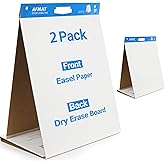 2-Pack Tabletop Sticky Easel Pad and Dry Erase Board 2 in 1, 20 x 23 inches, 20 Sheets/Pad, Portable Easel Stands for Teacher