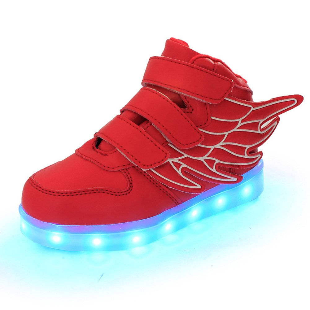 Santimon Kids Boys Girls 7 Colors LED Lights Luminous Sports Shoes Sneaker Athletic Wings Trainers H