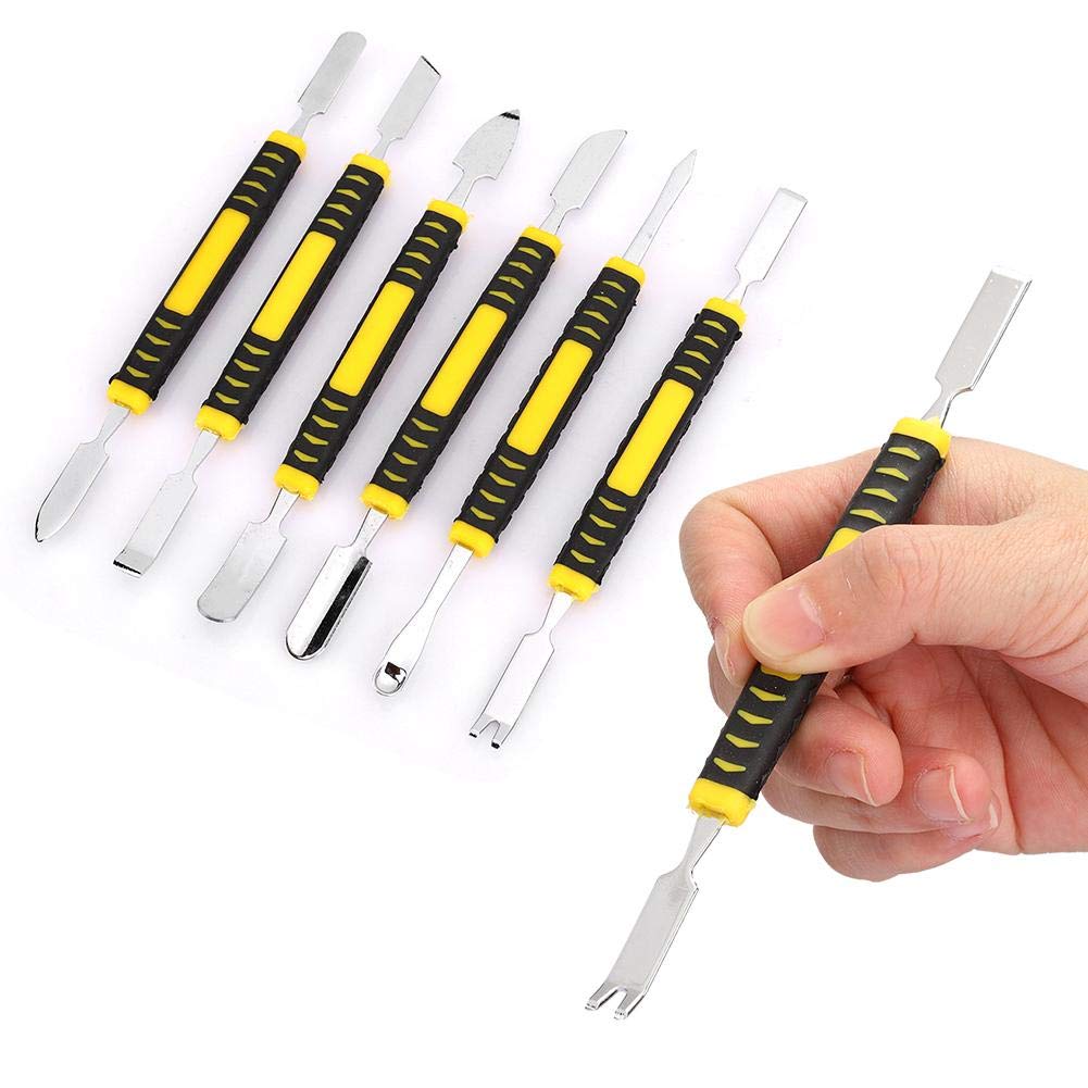 6 in 1 Carbon Steel Electronics Repair Tools Multi-Use Precision Pry Kit Dual Ends Flat Spudgers for Phones Tablets Laptops Mobile Devices
