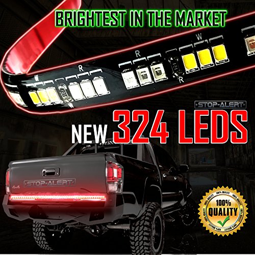 Stop-Alert Most Powerful Multi-Function 60″ Truck Tailgate Light Bar Strip – For Running Lights, Brake Signal, Reverse Back Up for SUV, Dodge Ram, Ford F-150 (60″ X 324 LEDs Light Strip)