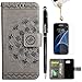 S7 Case, Flip Book Style Embossed Galaxy S7 Wallet Case PU Leather Cover Soft TPU Interior Magnetic Shell with Dust Plug Stylus Screen Protector for Samsung Galaxy S7 by Badalink (Gray)