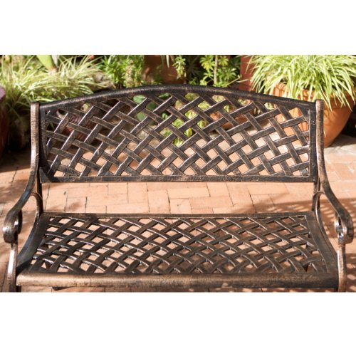 Best Selling Cozumel Cast Aluminum Bench, Antique Copper Finish