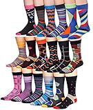 James Fiallo Mens 18-Pairs Colorful Patterned Funky Dress Socks M58+M169-18