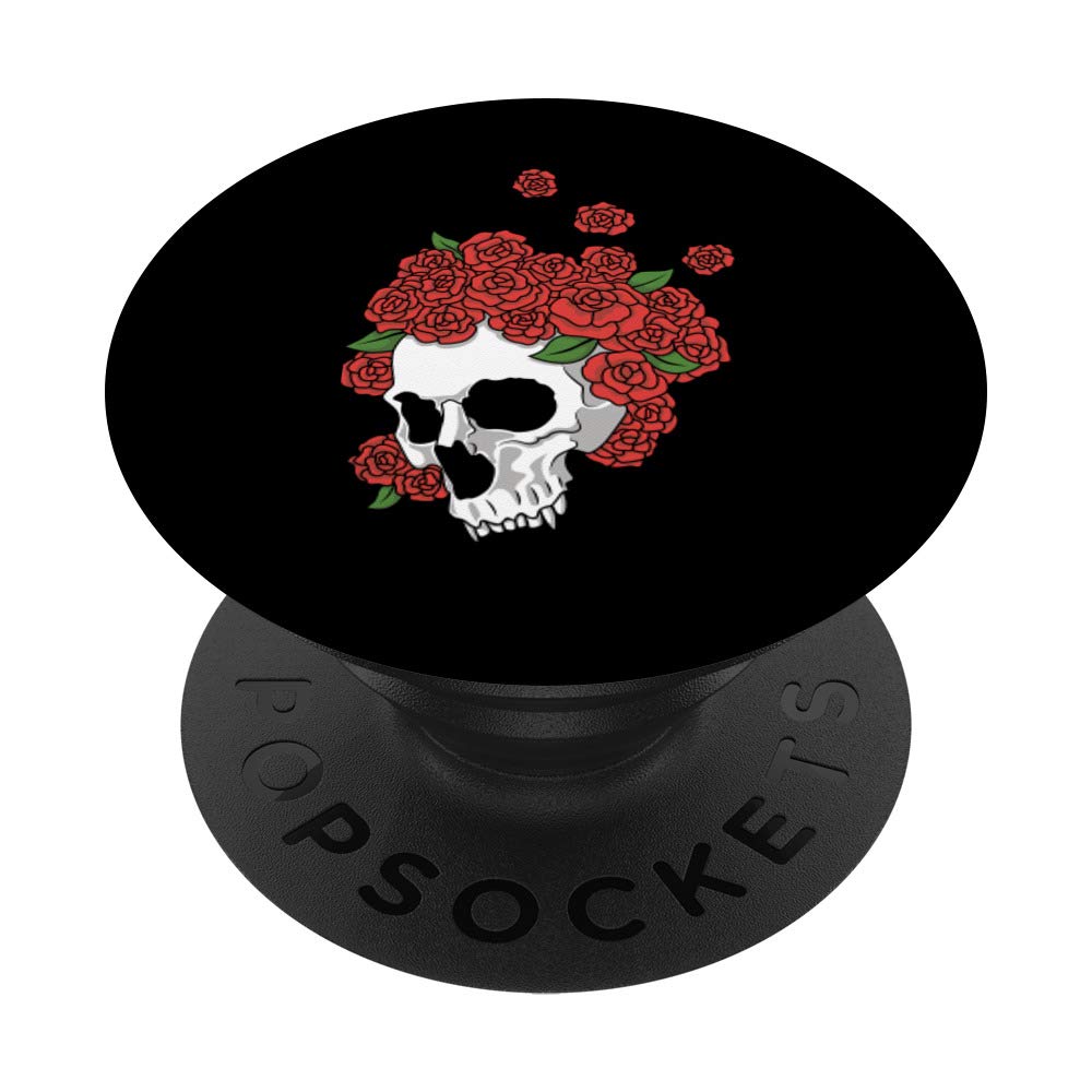 Skull Skeleton Flowers Halloween Trick Or Treat Horror Gift PopSockets PopGrip: Swappable Grip for Phones & Tablets