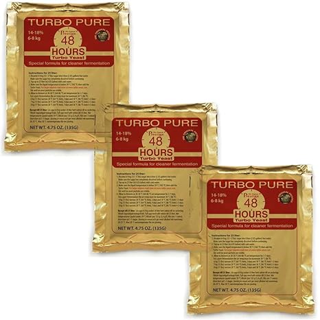 Prestige 3X Turbohefe Turbo Pure 48H, 18% Alkohol in 5 Tagen, Gärhefe, Weinhefe (3 Packungen)