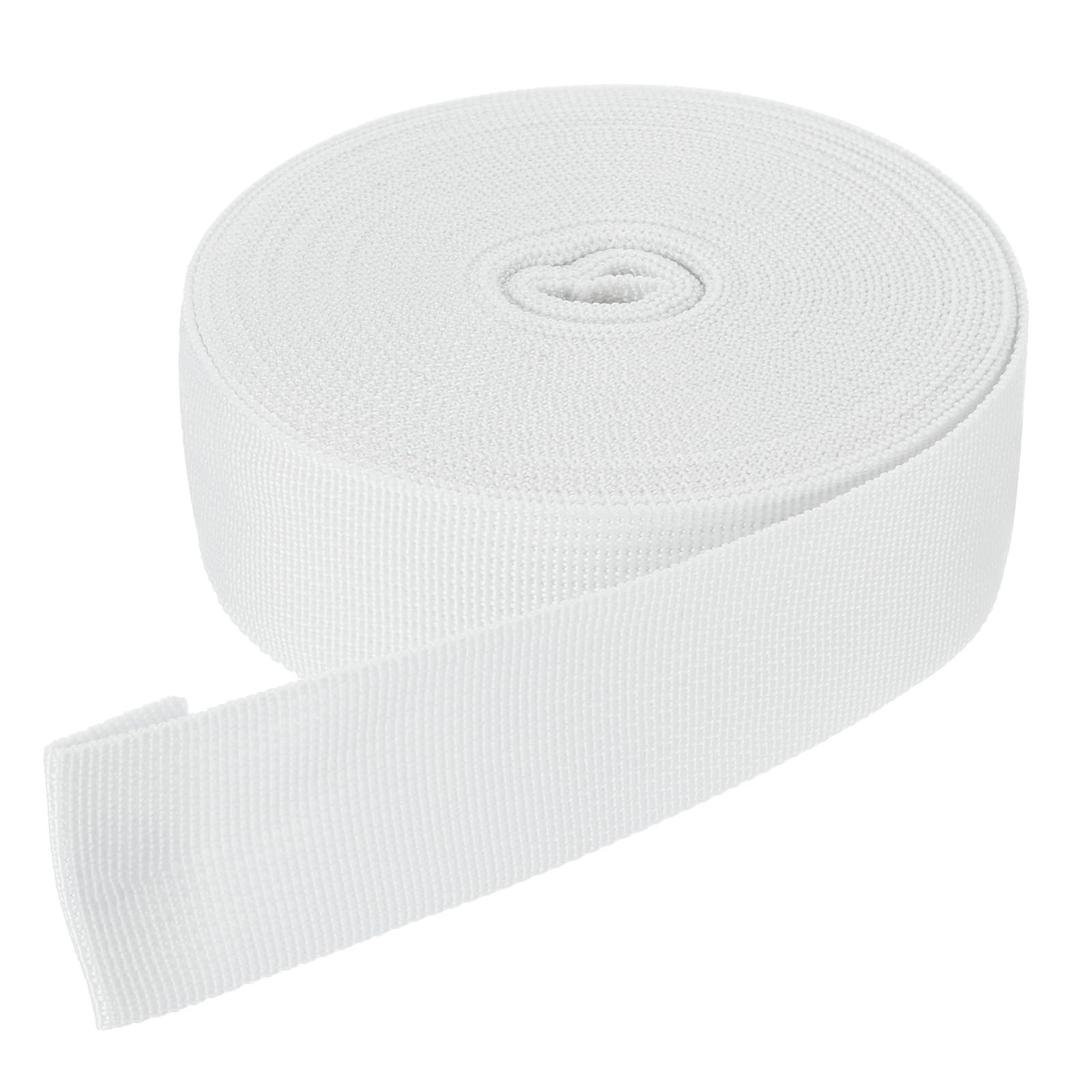 DMiotech 10 Yard x 1 1/2 Inch Width Nylon Webbing Strap Poly Flat Webbing Strapping for DIY Craft Backpack Strapping, Sewing, Outdoor Gear Repair, White