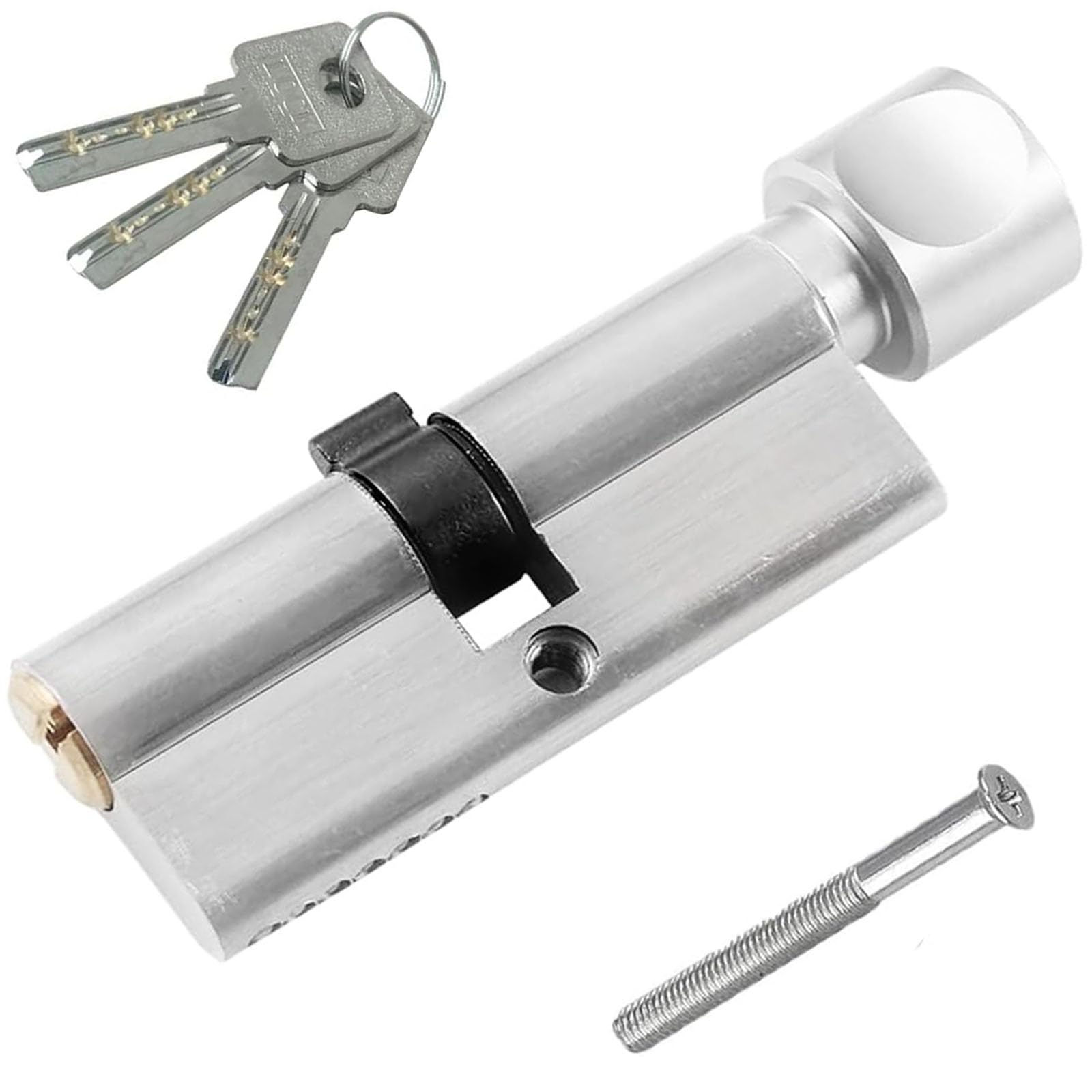 Wjelet 35T/35 Thumb Turn Euro Cylinder Lock, Euro Door Barrel Lock with 3 Keys, 70mm Anti-Drill and Anti-Pick Barrel Profile Lock for UPVC Wooden Composite Doors,Silver
