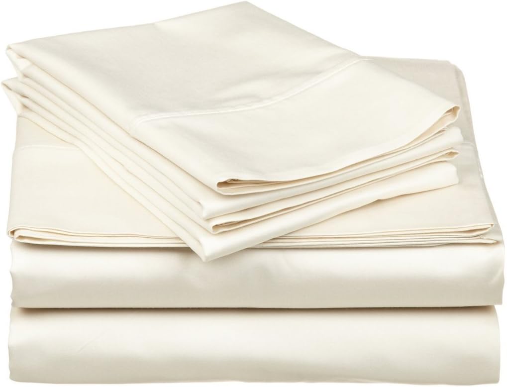 Victoria Bedding - Juego de sábanas (4 piezas, algodón egipcio, con densidad de hilos 650, para colchón de hasta 32 cm, Ivory Solid, UK King
