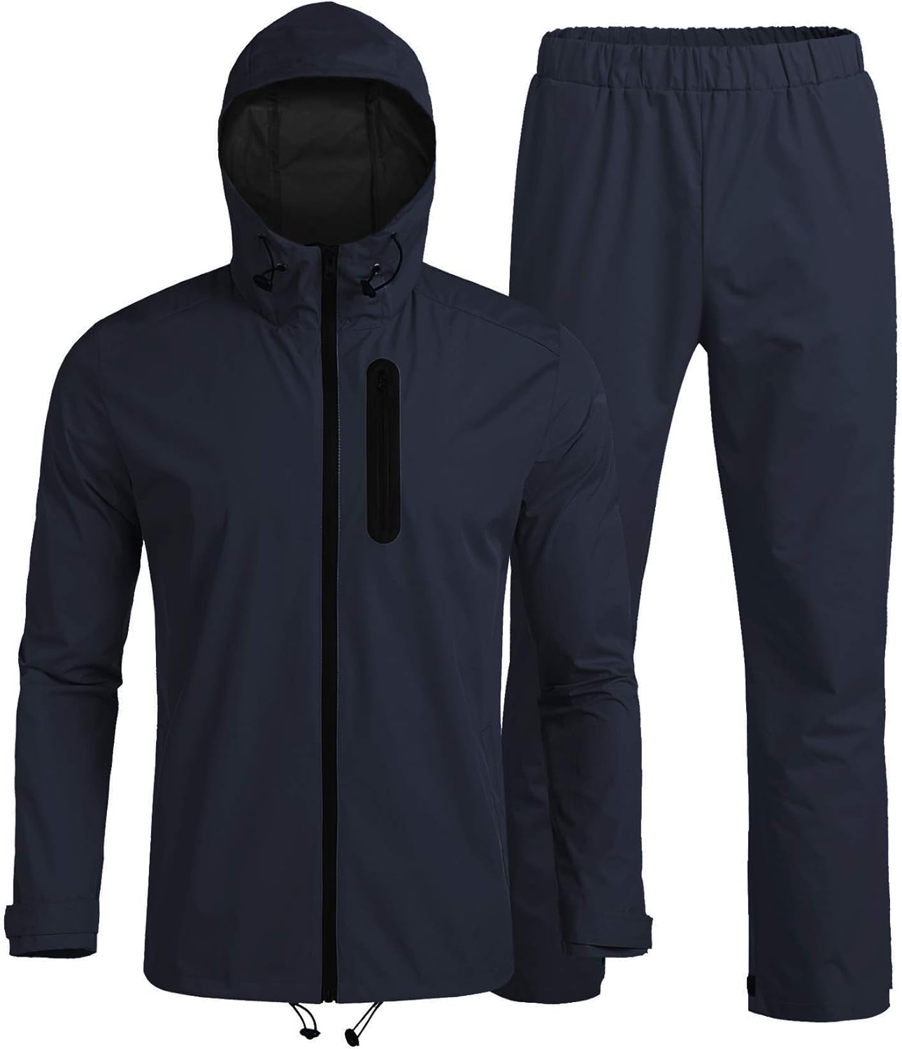 COOFANDY Mens Waterproof Rain Suit With Hood 2 Pieces Lightweight Fishing Camping Rain Jacket: Clothing