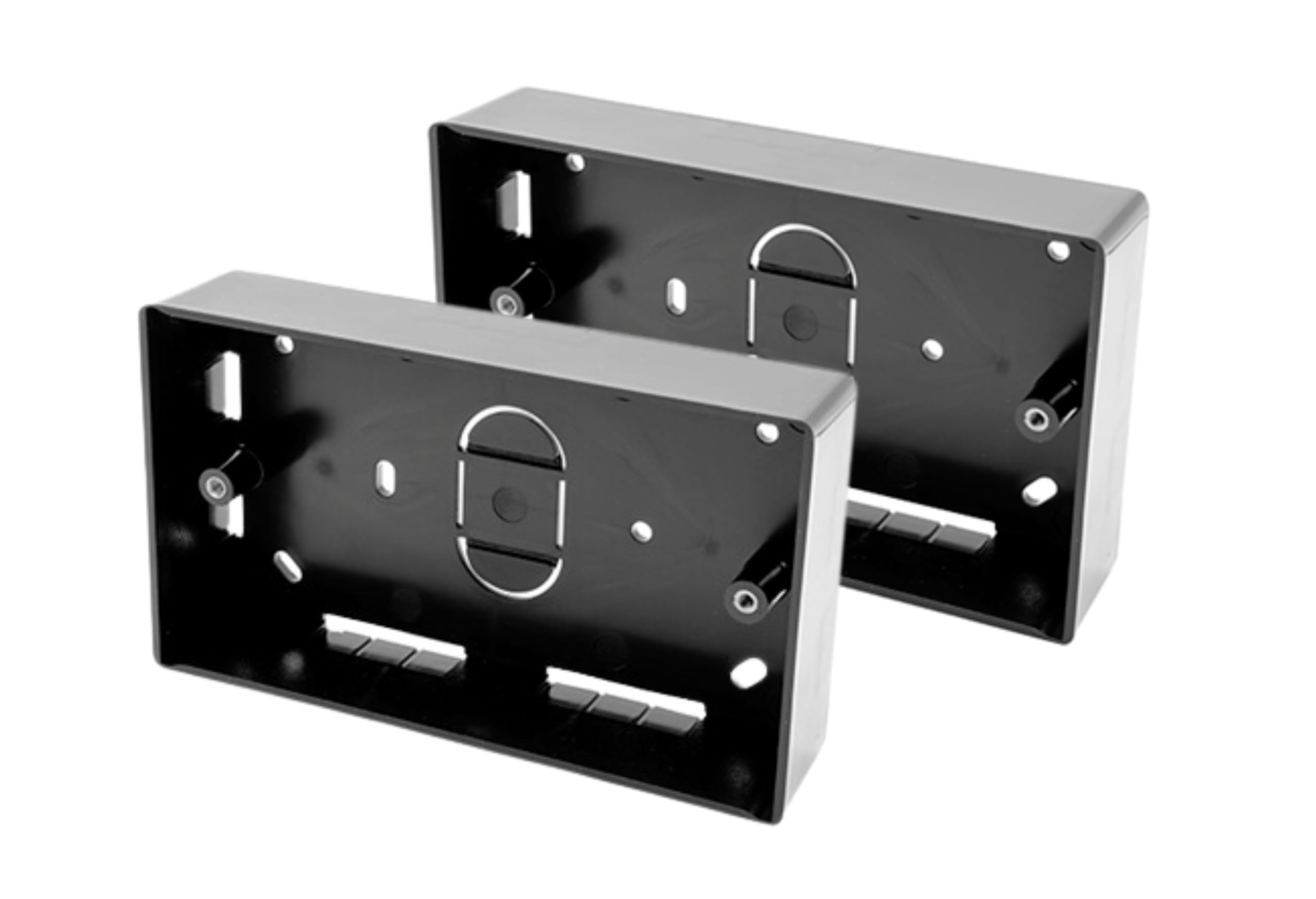 SHPELEC® Black Surface Mounted Pattress Box - Single/Double, Stylish and Durable Box for Mounting Electrical Devices, BS 5733 Compliant (2 x 2 Gang (Double))