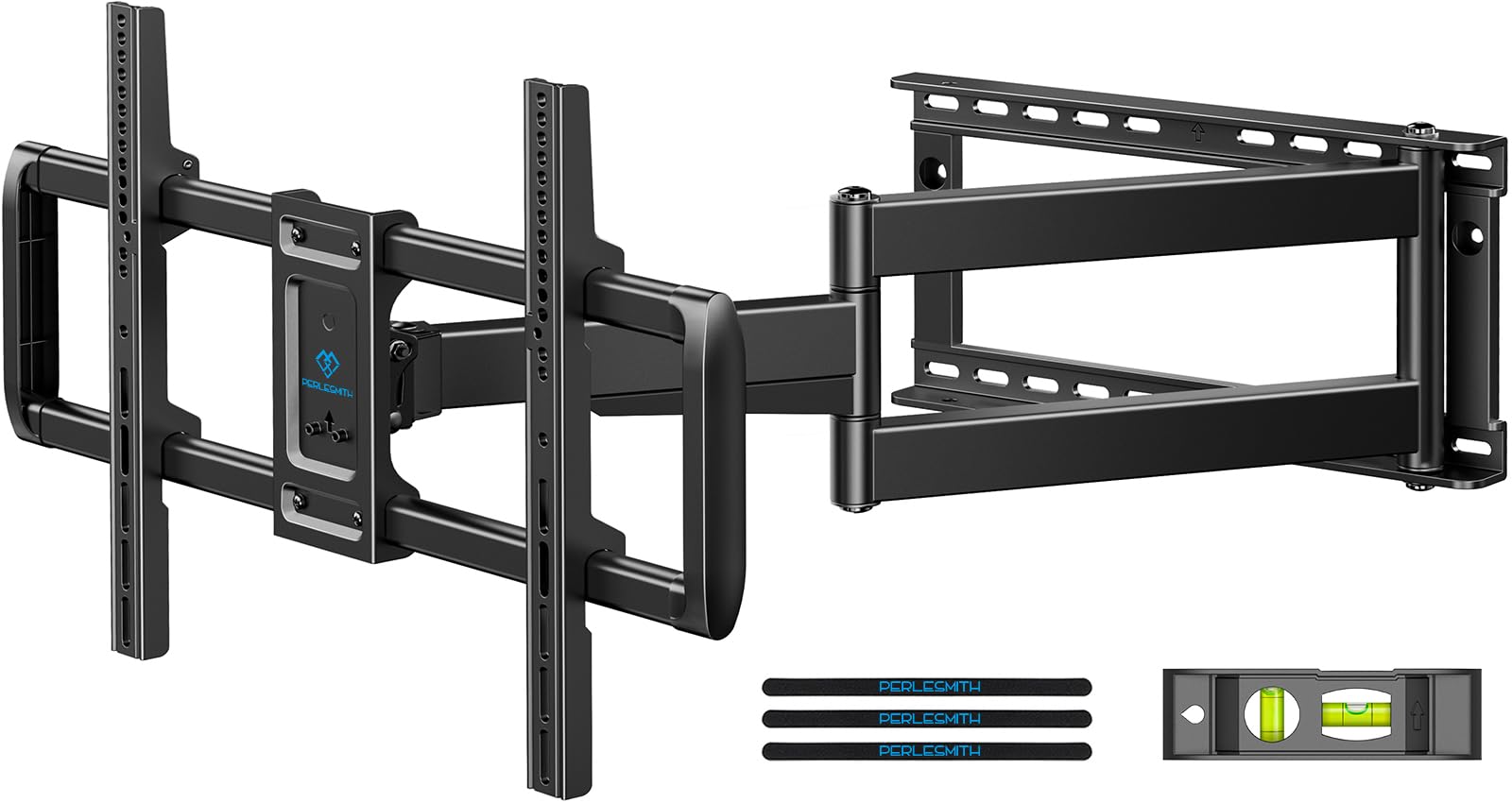 Photo 1 of PERLESMITH Long Arm TV Wall Mount Full Motion for 37-75 inch TVs, Corner TV Mount Bracket with 27.36-inch Articulating Long Extension Arm, Swivel&Tilt, Max VESA 600x400mm up to 110lbs, 16" Wood Stud