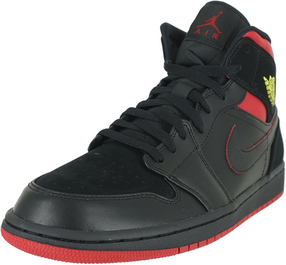 air jordan 1 mid black tour yellow gym red