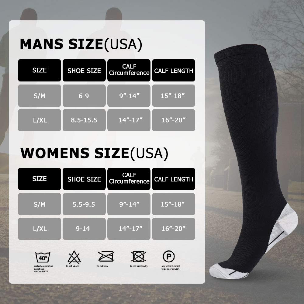 ODIJOO Compression Socks 20-30 mmHg for Women & Men(3 Pairs)-Best for Running, Athletic, Medical, Pregnancy and Travel