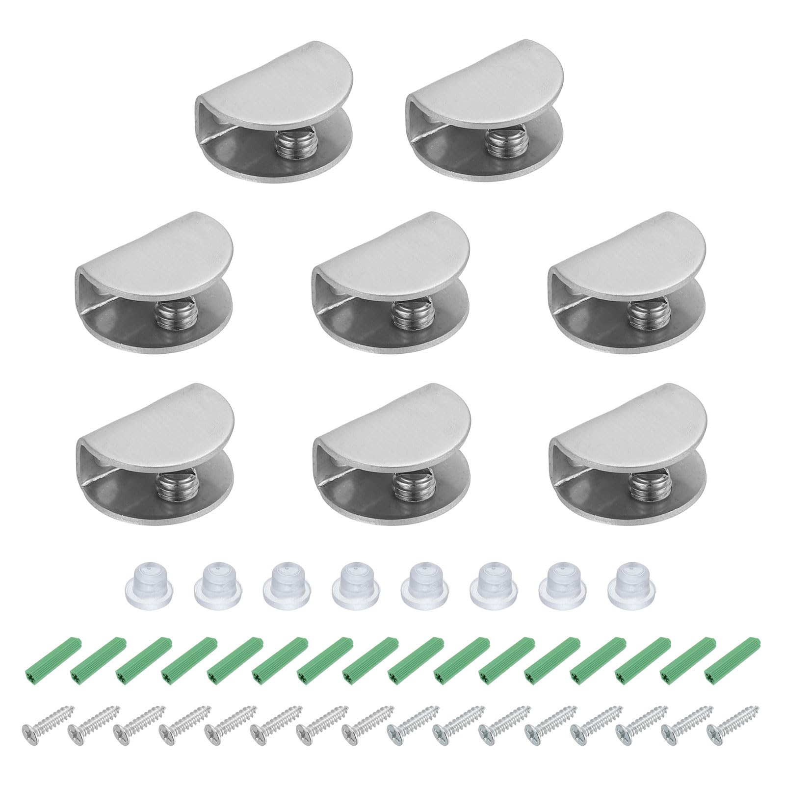 PATIKIL Glass Shelf Brackets, Stainless Steel Clamps Clip Holder Support with Screws for 3/16"-5/16"Glass Shelves Wall Mount,8Packs