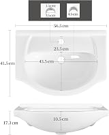 Yaheetech Bathroom Vanity Unit with Ceramic Sink White 56.5cm x 41.5cm view 4