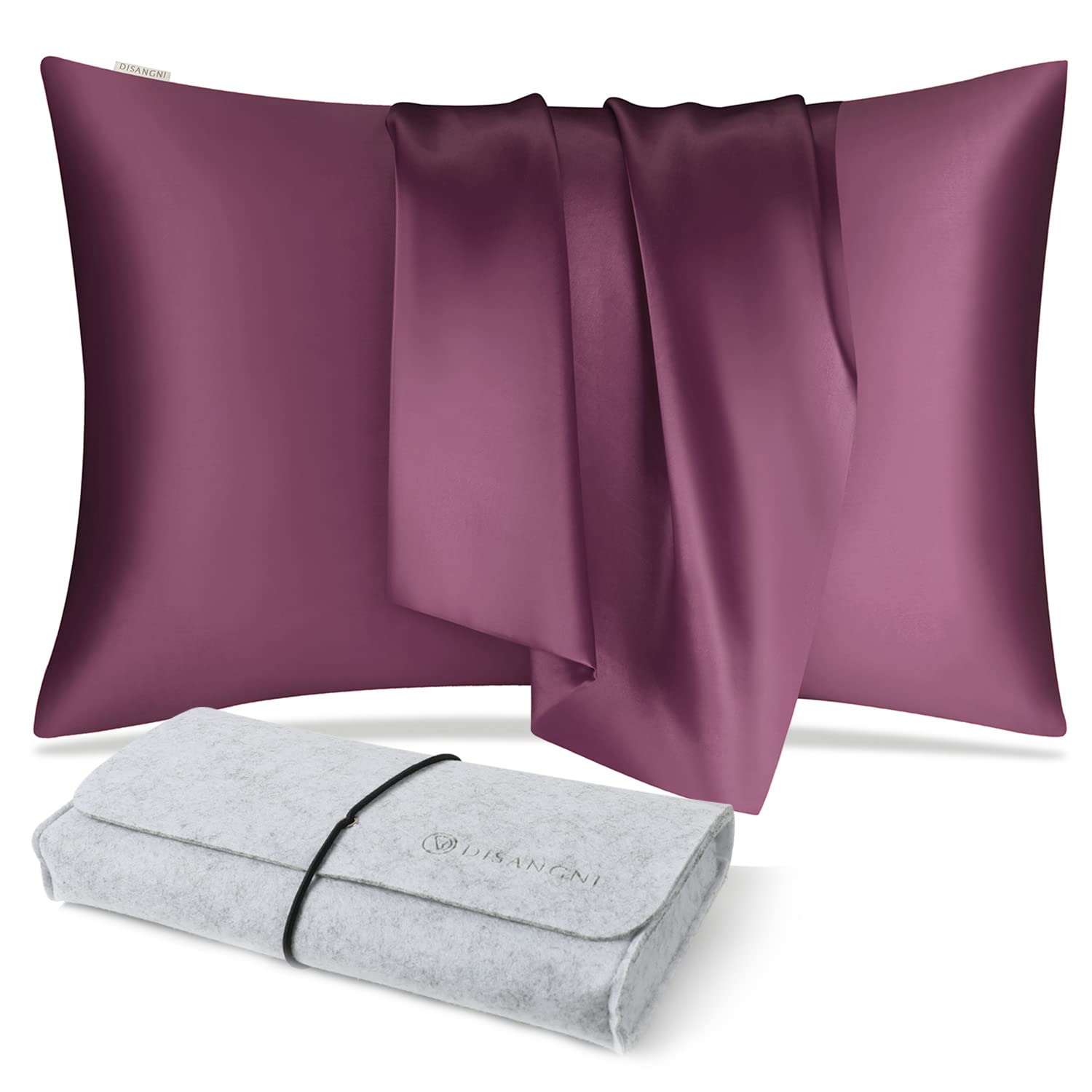 DISANGNI 100% Natural Mulberry Silk Pillow case for Hair and Skin with Hidden Zipper 22 Momme Both Sides Real Silk Pillow Case (1pc 51x66cm, Purple)