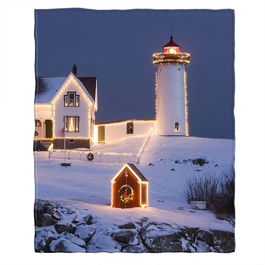Moslion Soft Cozy Throw Blanket Christmas Lighthouse Fuzzy