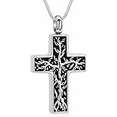zeqingjw Urn Necklaces for Ashes Tree of Life Cross Cremation Jewelry for Men Women Ashes Pendant for Human Pet Memorial Ash Jewelry