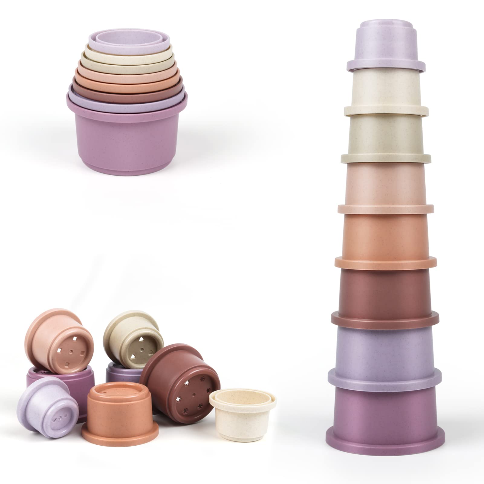 ZHUOYOU Montessori Stacking Cups for Babies 6-12 Months | 8PCS Educational Bath Toys | BPA-Free Nesting Cups for Early Learning & Motor Skills Development | Birthday for Boys Girls Age 1-3