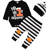 VICUECY My 1st Valentines Baby Boy Outfits Newborn Boy Clothes Long Sleeves Romper Love Heart Pants with Hat 3Pcs 0-18 Months