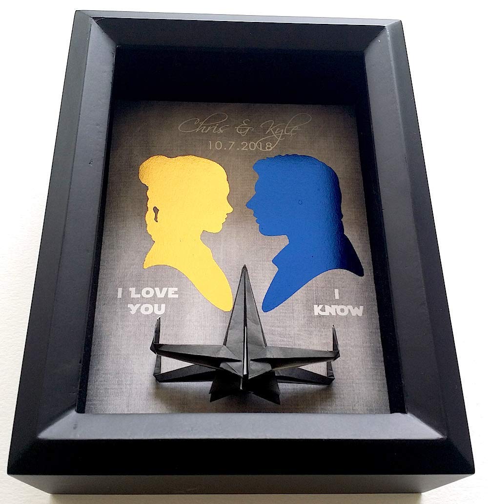 Star Wars 2 3 4 Year Anniversary 3d Shadowbox 5x7 Origami X Wing Wedding Anniversary Gifts For Couple Personalize Handmade Gifts For Him Her