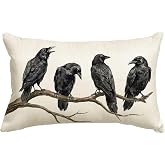AVOIN colorlife Halloween Crow 12x20 Inch Throw Pillow Cover | Dead Wood Autumn Holiday Spooky Cushion Case Decoration for Sofa Couch