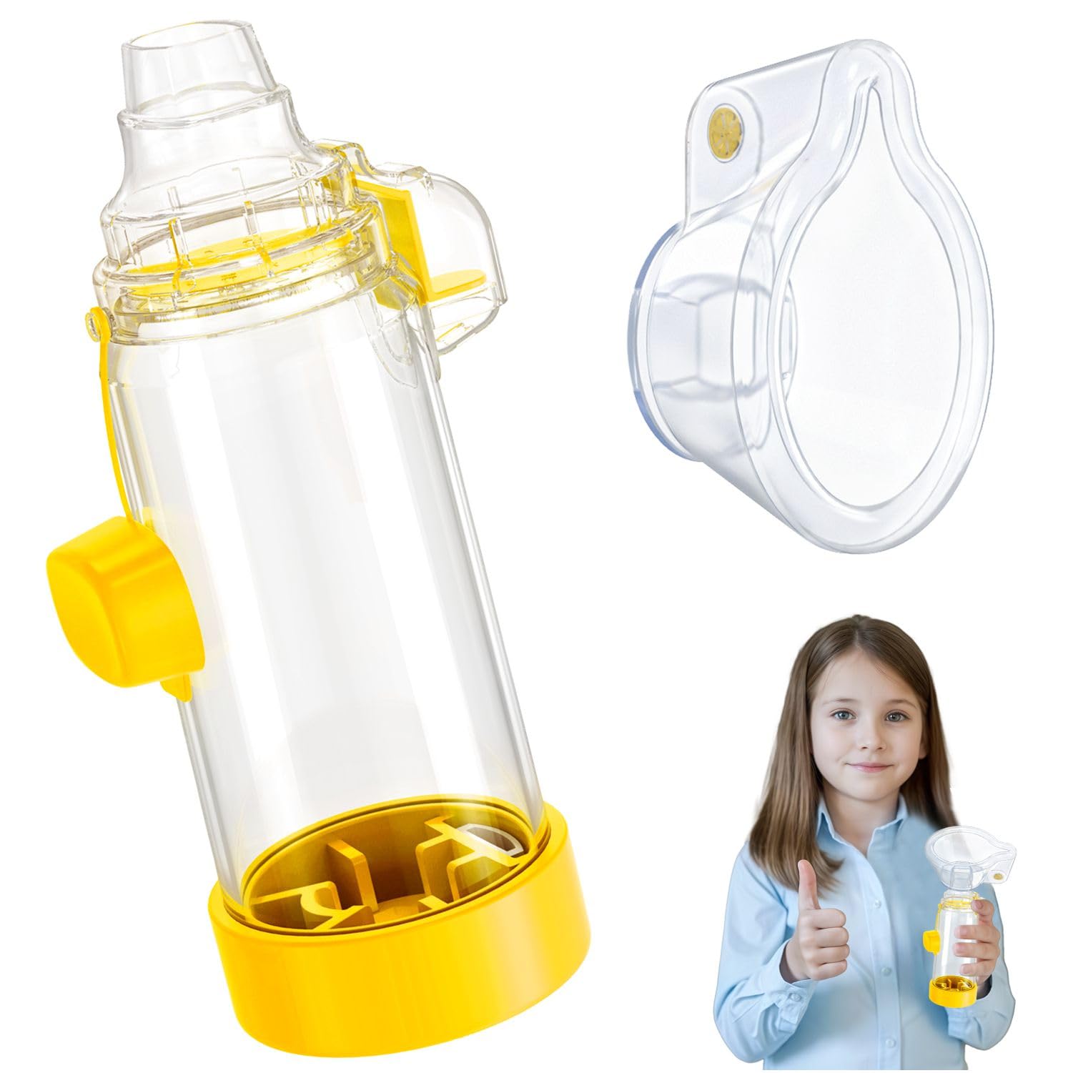 Photo 1 of Soft Silicone Inhaler Spacers for Adults and Kids - Fun and Colorful Nessi OTC Spacer (Kids-Yellow)