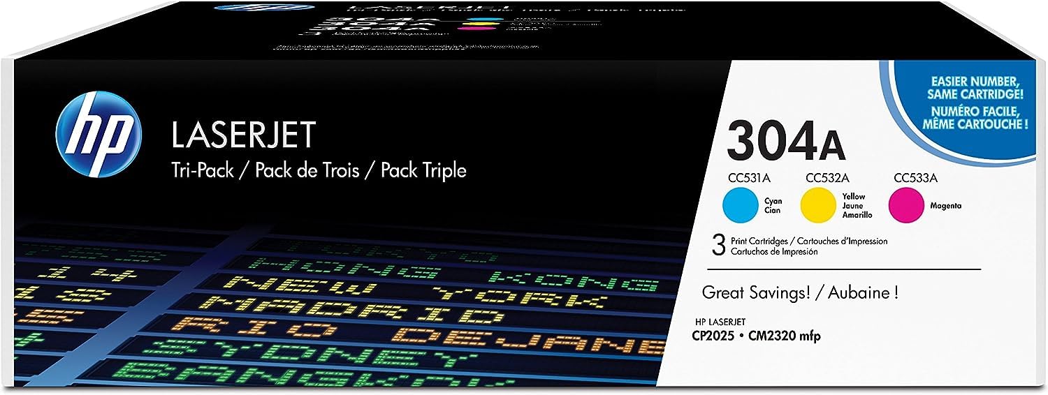 HP CF372AM 304A Original LaserJet Toner Cartridges, Cyan/Magenta/Yellow, Multipack — image 1