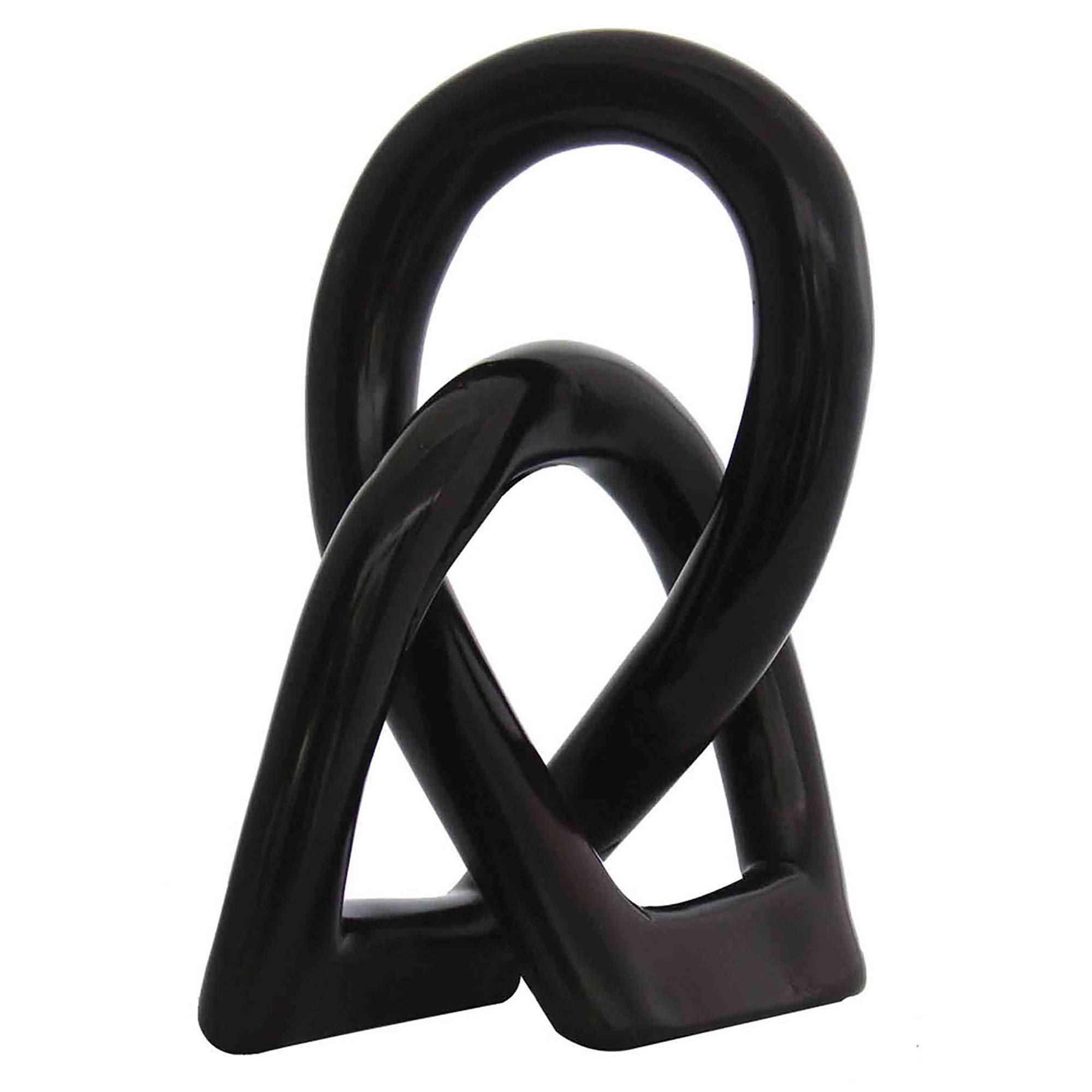Stoneage Arts Continuous Looped Entwined Love Knot Sculpture Unique Modern Contemporary Décor Hand-Crafted Soapstone Artisans of Kenya Genuine Human Hands Precious Gift (8 Inch, Black)