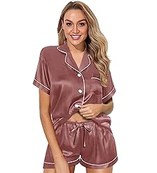 WJing Yi Jia Womens Pajama Sets XS-4XL Silk Satin
