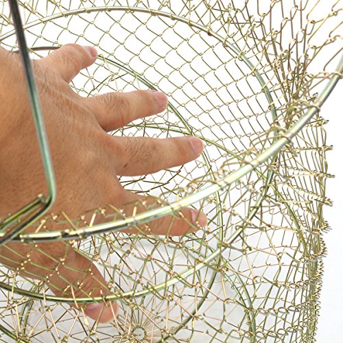 TANCHEN 30cm Length Foldable Steel Wire Fishing Pot Trap Net Crab Shrimp Cage Fishing Basket