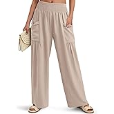 NIMIN Women Palazzo Pants Wide Leg High Waisted Pants 2026 Summer Flowy Beach Vacation Outfits with Pockets
