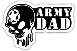 KCD Army Dad Skull Vinyl Decal | 5.5" x 3.5" Black on White | for Cars, Trucks, Laptops, Walls & More