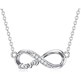 LWXIE Diamond Infinity Necklace 925 Sterling Silver Love Infinity Pendant Necklace with Lab Grown Diamond Jewelry Gifts for Women