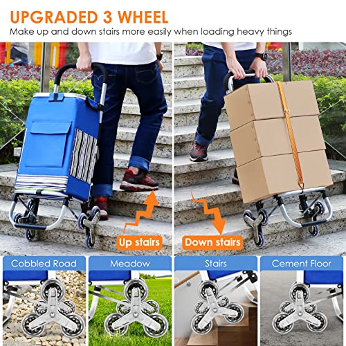 Grocery Cart on Wheels, 2in1 Folding Shopping Cart Stair Climbing