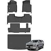 Binmotor-Floor Mats & Cargo Liner for 2021-2026 Chevrolet/Chevy Suburban/GMC Yukon XL (8 Seats, with 2nd Row Bench Seat), All Weather Car Floor Mats Accessories