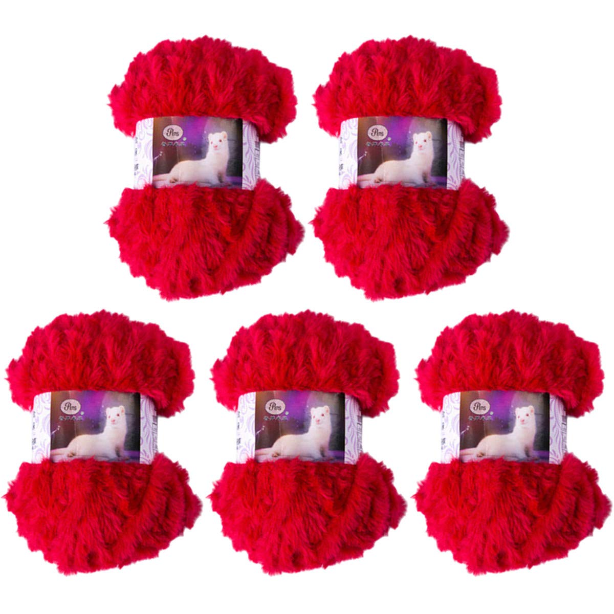 5 Pack of Soild Wool Fur Fluffy Plush Thick Knitting Yarn Supper Soft Fur Crochet Yarn for DIY Knitting Scarf Coat Gloves Hat Rugs Clothes Knitting Projects 250g