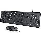 Wired Keyboard and Mouse Combo, USB Wired Corded Keyboard Mouse Set, Ultra Thin Full Size Keyboard and Mouse with Number Pad