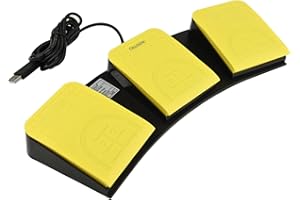 OLLGEN USB Foot Pedal for PC Gaming,Optical Control Foot Switch,Computer Map Mouse Keyboard Hotkey Combination Key Keypress Simulator Program Page Turner Transcription HID (USB Triple Foot Pedal)