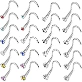 ijuerybai Cute Nose Rings for Women, Surgical Stainless Steel Nose Studs Women Men 20g Small Nose Rings Bone Studs, Hypoallergenic Real Nose Piercings Body Jewelry Bulk Unique Tiny